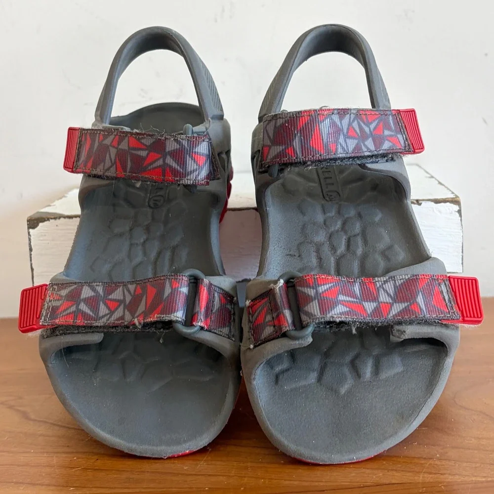 Merrell Hydro Drift Boys Sandals Grey Red Athletic Water Shoes Size 10 MC57951